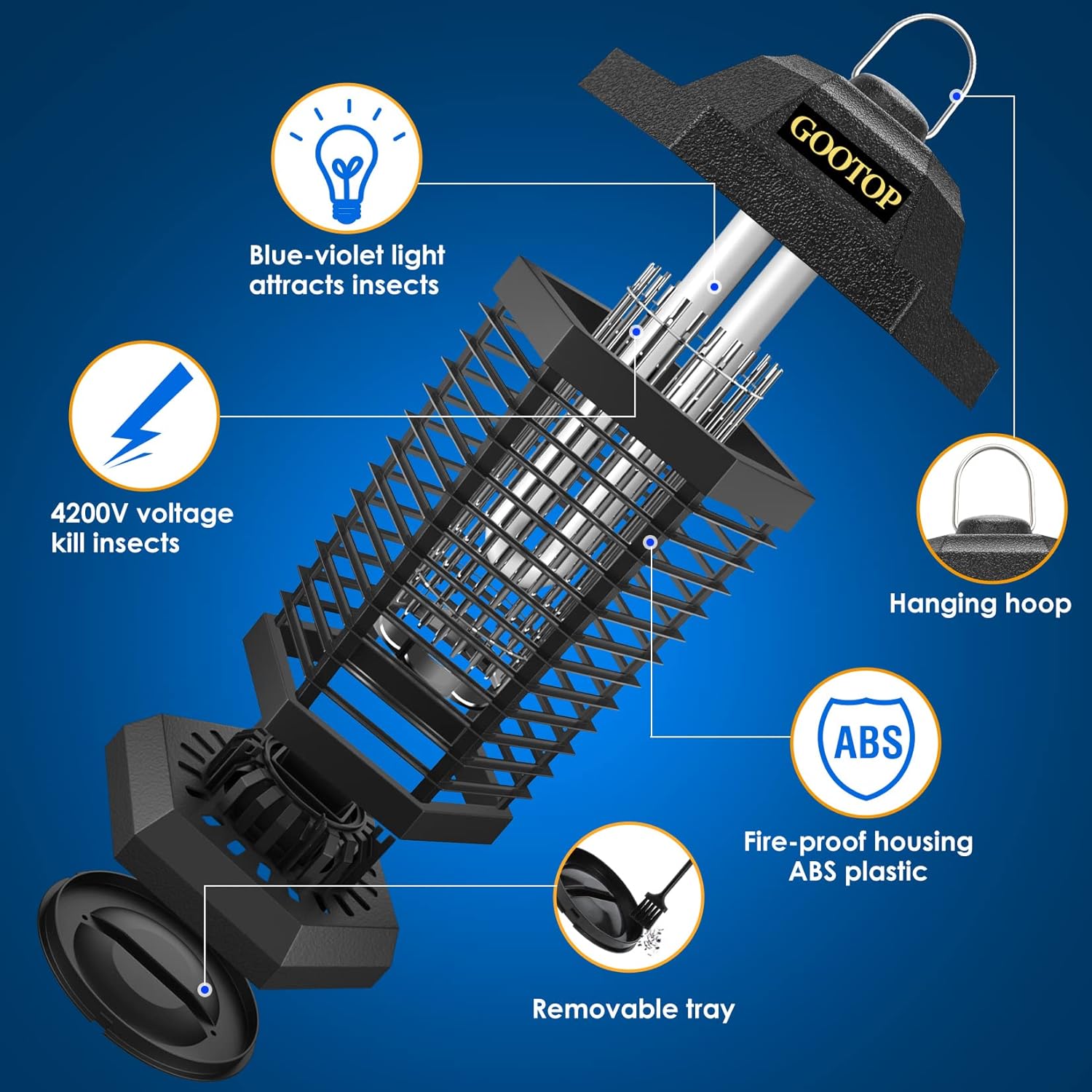 Gootop Outdoor Bug Zapper 4200V - Close-up