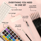 Grabie 50 Colors Watercolor Paint Set with Brush - Detail view