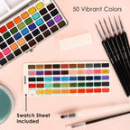 Grabie 50 Colors Watercolor Paint Set with Brush - Alternate angle