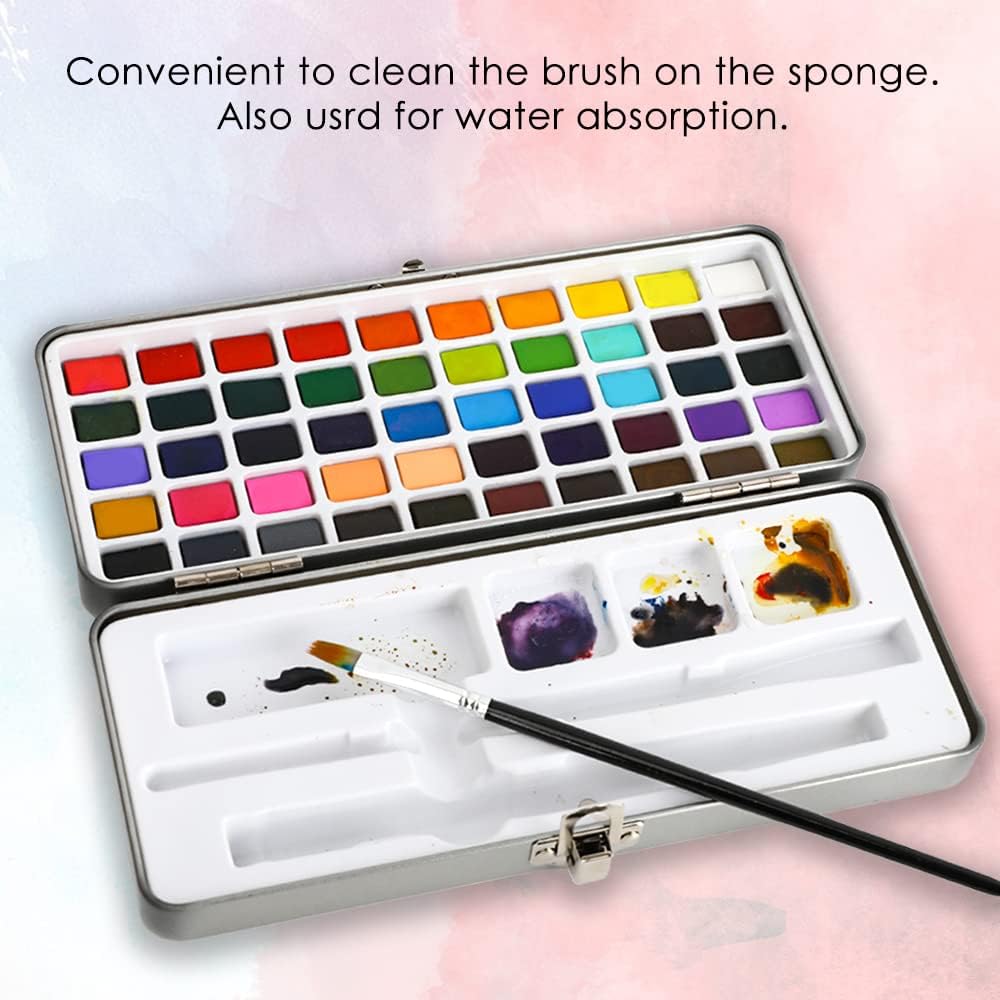 Grabie 50 Colors Watercolor Paint Set with Brush - In use