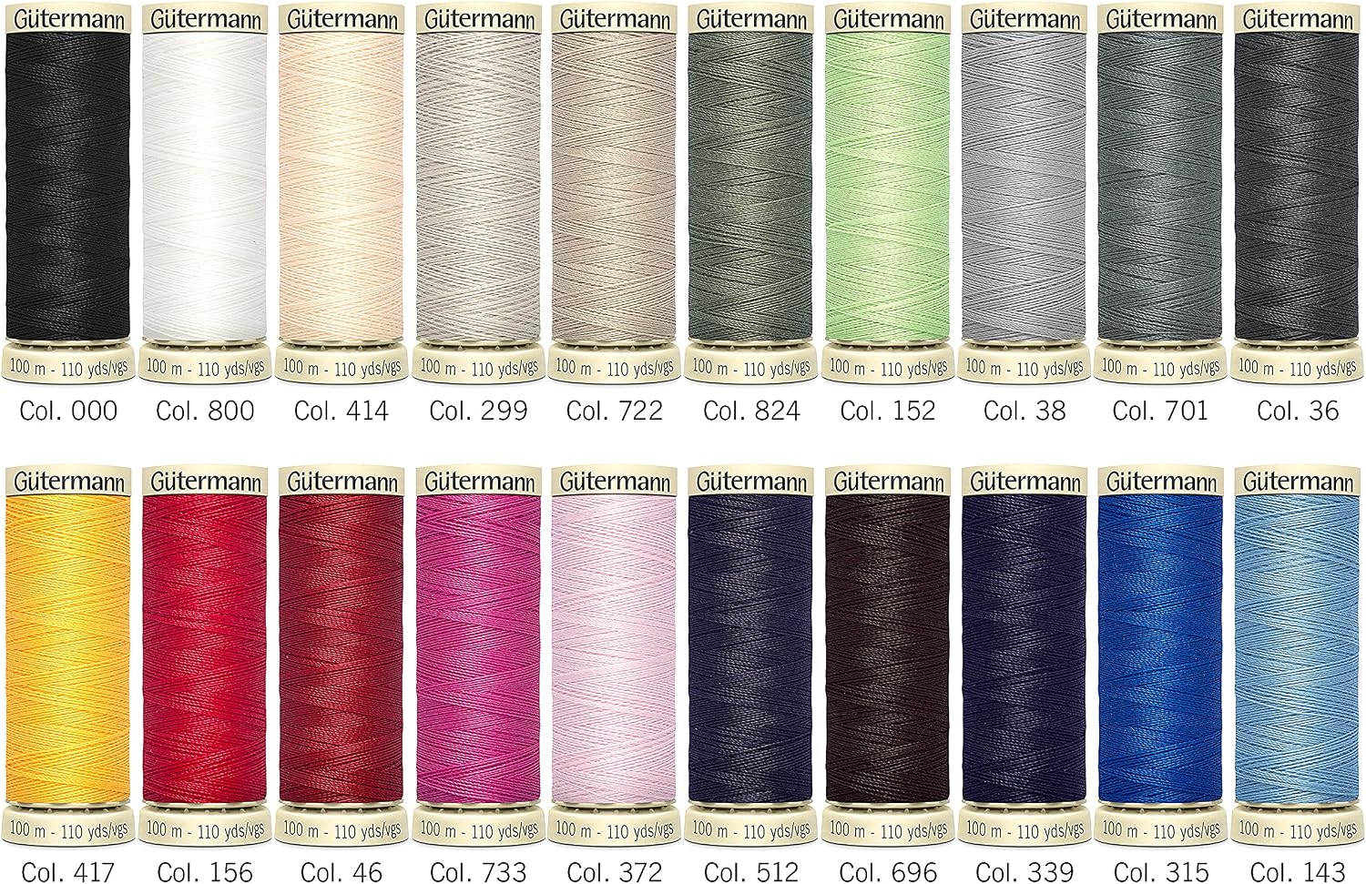 Gütermann Sew-All Thread Set, Pack of 20 - Close-up