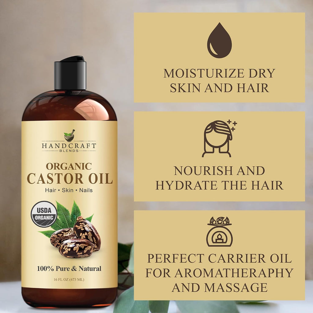 Handcraft Blends Organic Castor Oil, 16 Fl Oz - In use