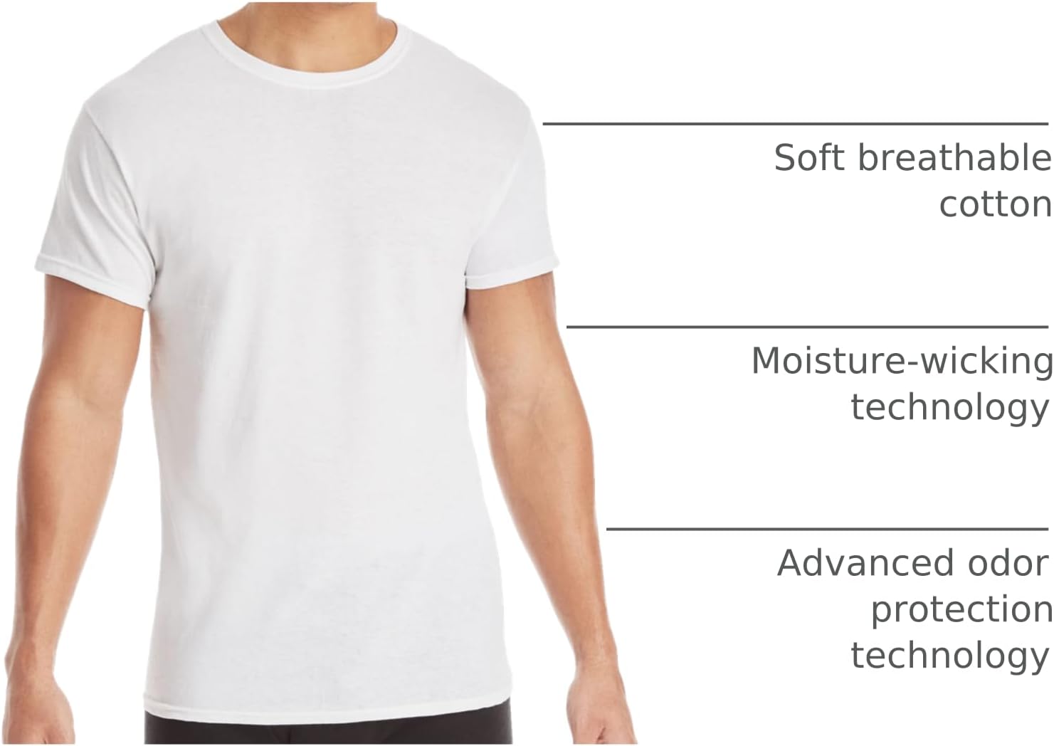 Hanes Men's Undershirt Multipack, Soft Cotton - Alternate angle