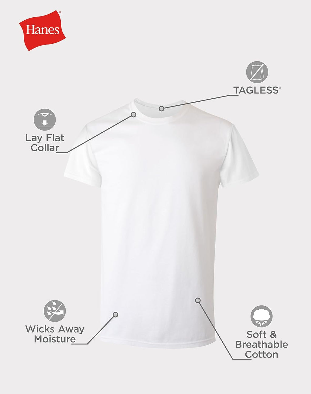Hanes Men's Undershirt Multipack, Soft Cotton - Feature highlight