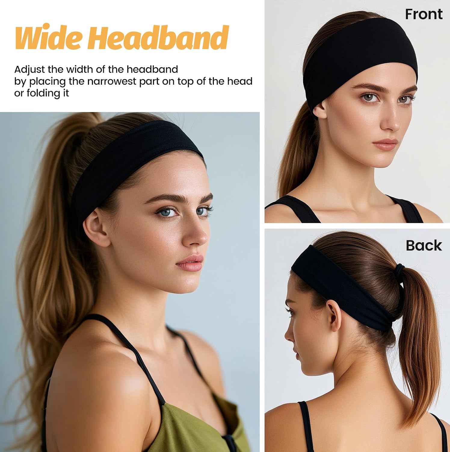 Hsem Headbands for Women, 6 Pack - Size reference