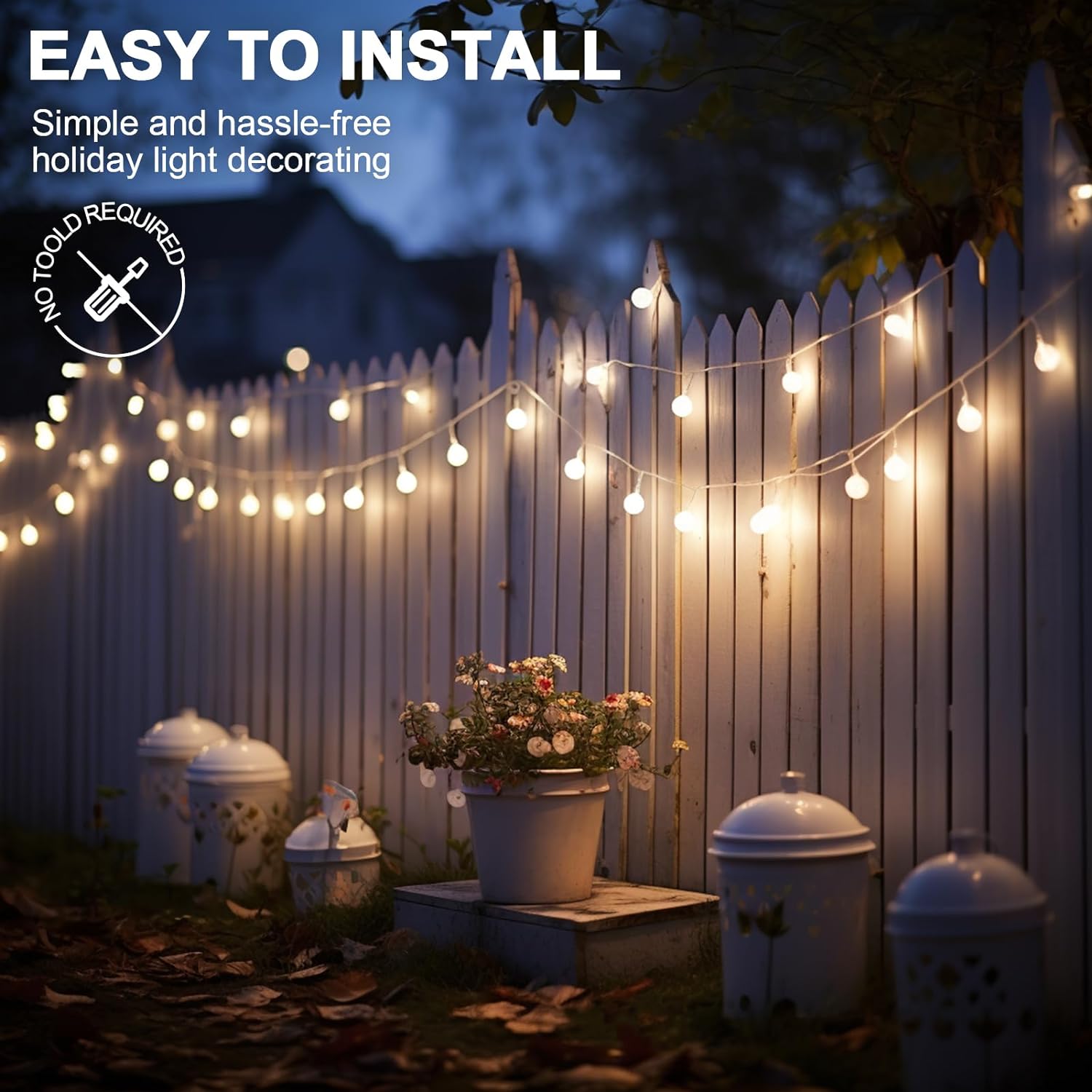 Hetyue Outdoor String Light Hooks 26 Pack - In use