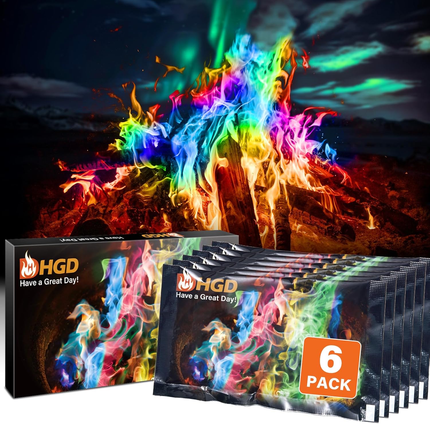 HGD Fire Color Changing Packets 6 Pack