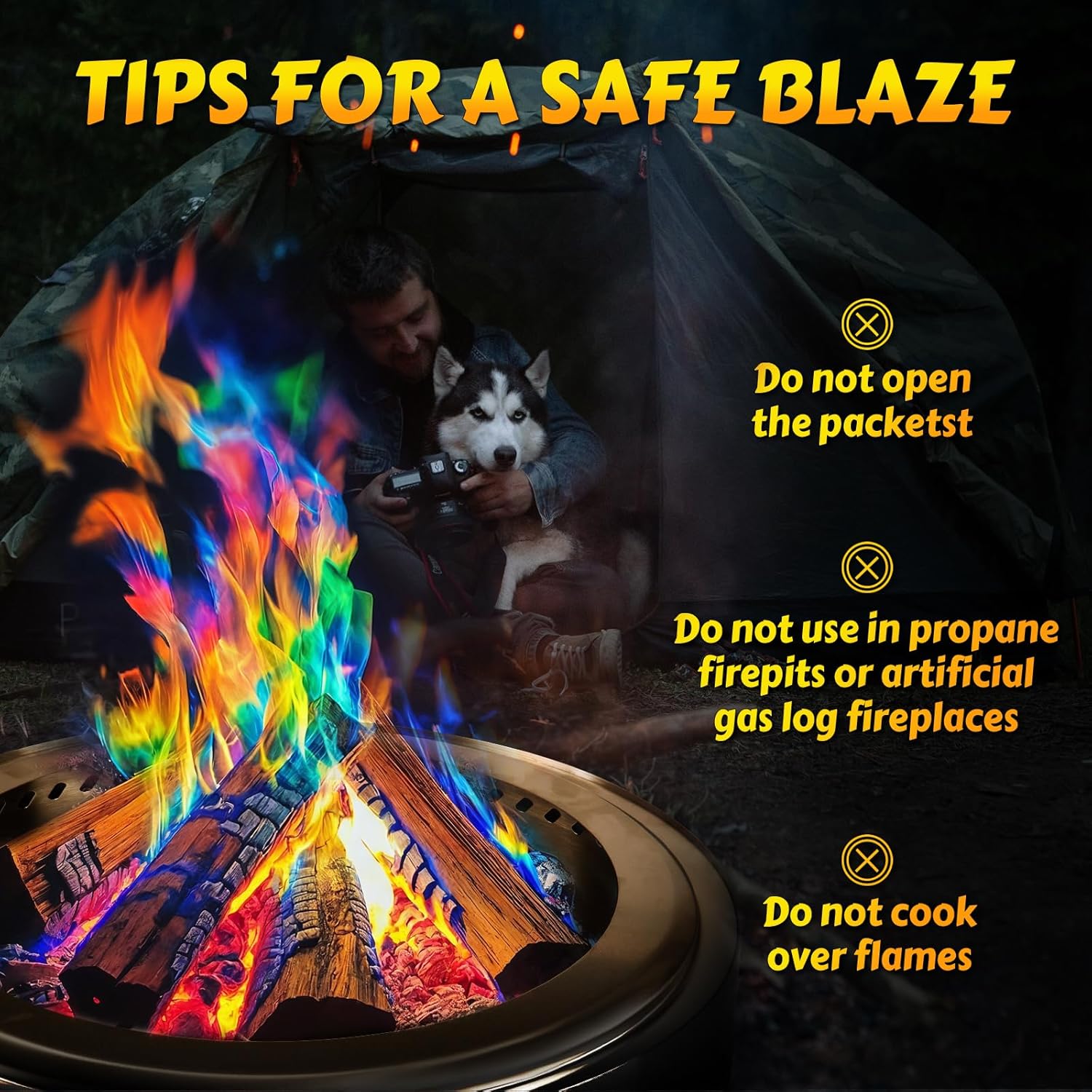 HGD Fire Color Changing Packets 6 Pack - Close-up