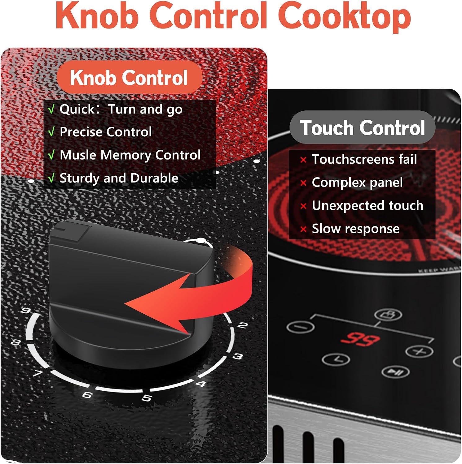 Hobsir 2 Burner Electric Cooktop 110V - Detail view
