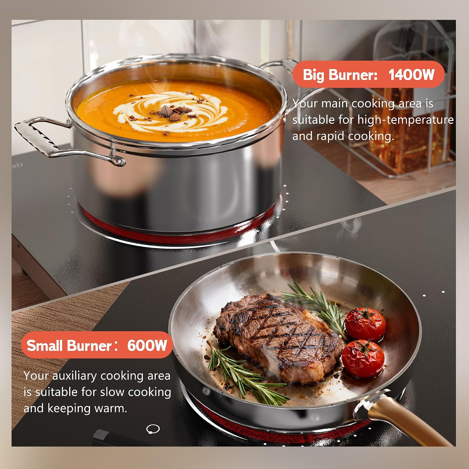 Hobsir 2 Burner Electric Cooktop 110V - Close-up