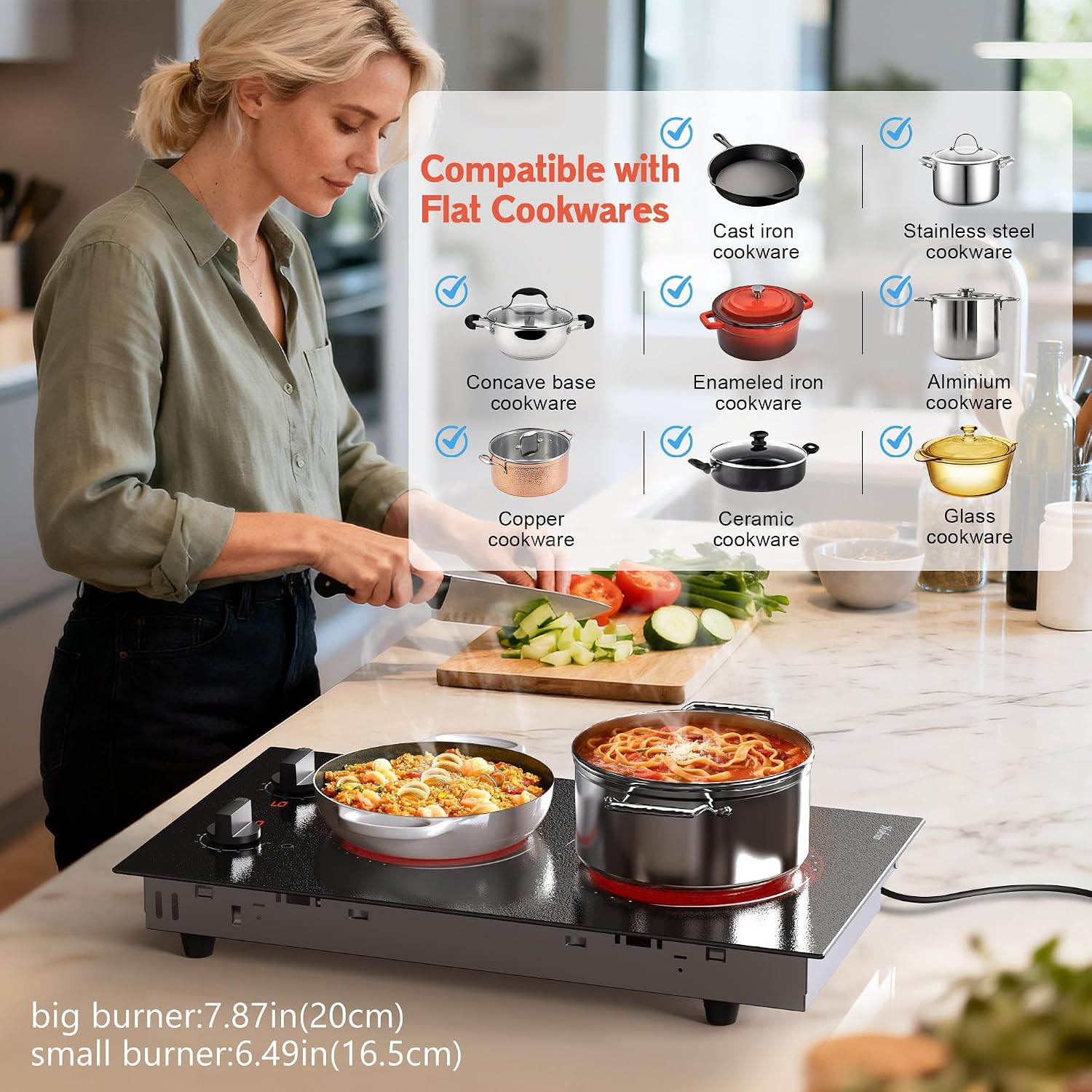 Hobsir 2 Burner Electric Cooktop 110V - In use
