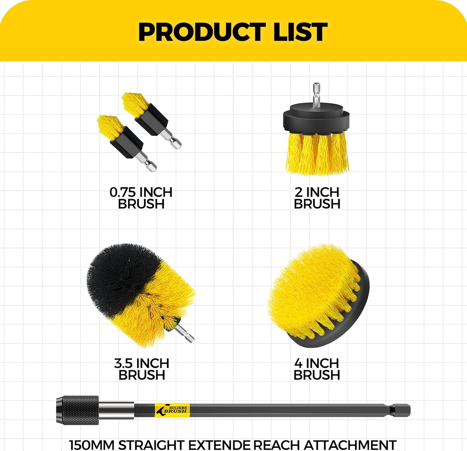 Holikme 6 Pack Drill Brush Scrubber Set - Packaging