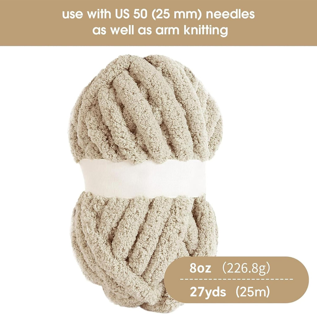 Hombys Khaki Chunky Chenille Yarn - Detail view