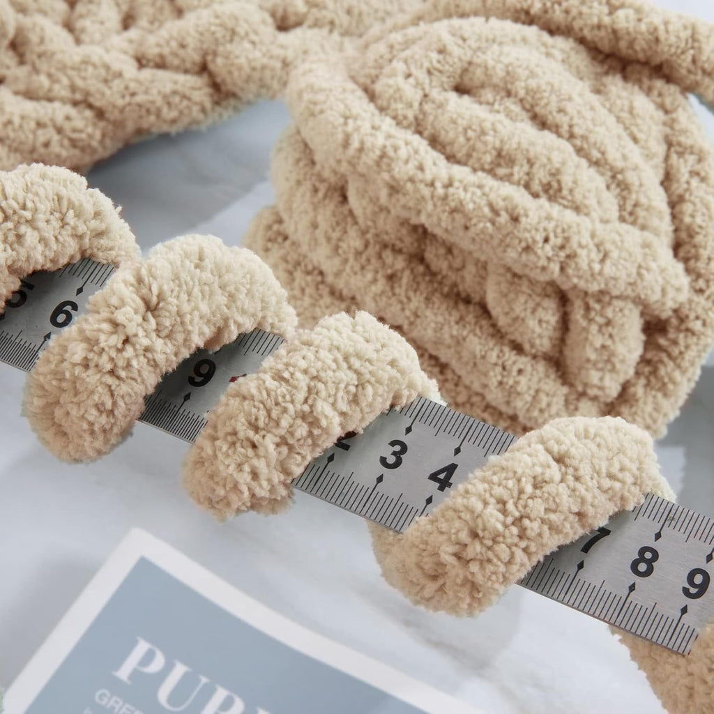 Hombys Khaki Chunky Chenille Yarn - Close-up