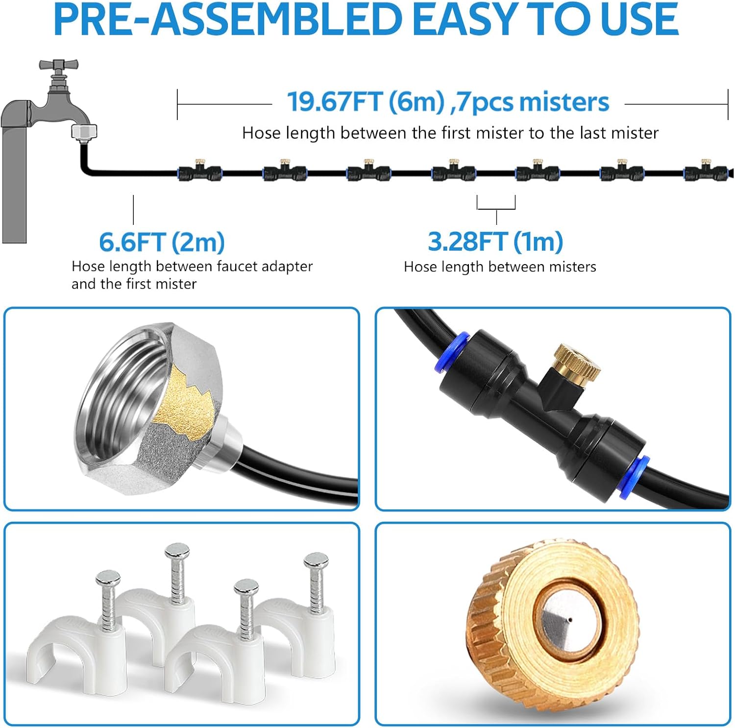HOMENOTE Misting Cooling System 26FT 7 Nozzles - Detail view