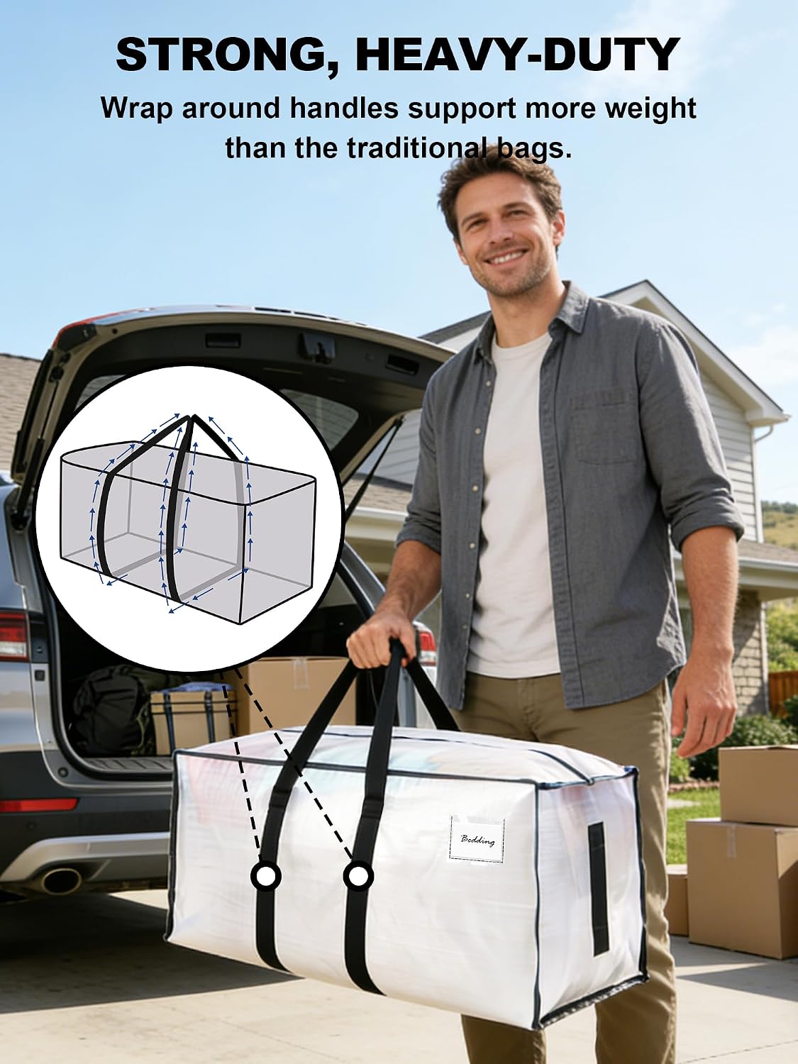 HOMESURE Heavy Duty Moving Storage Bags, 8 Pack - Detail view