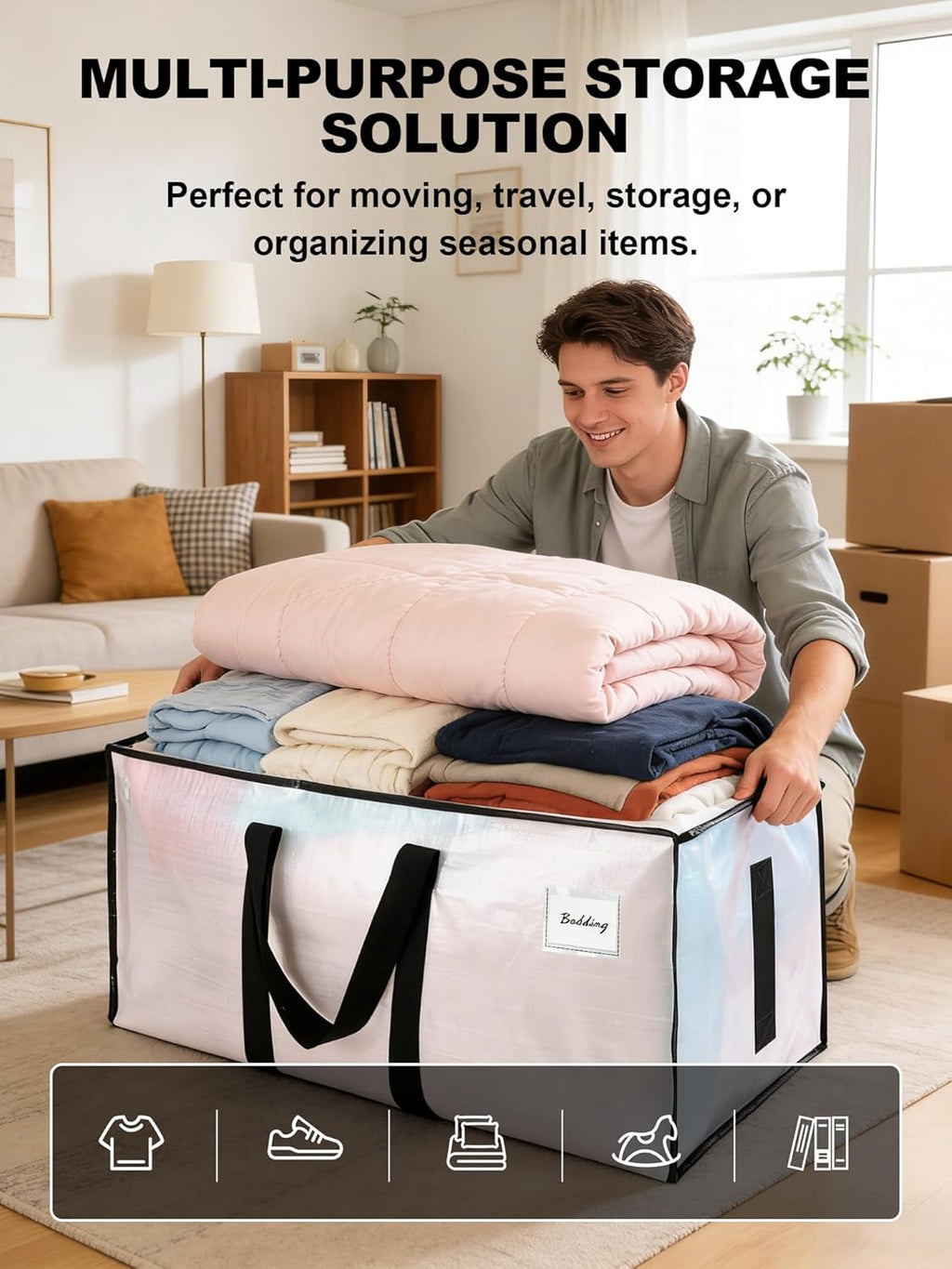 HOMESURE Heavy Duty Moving Storage Bags, 8 Pack - Close-up