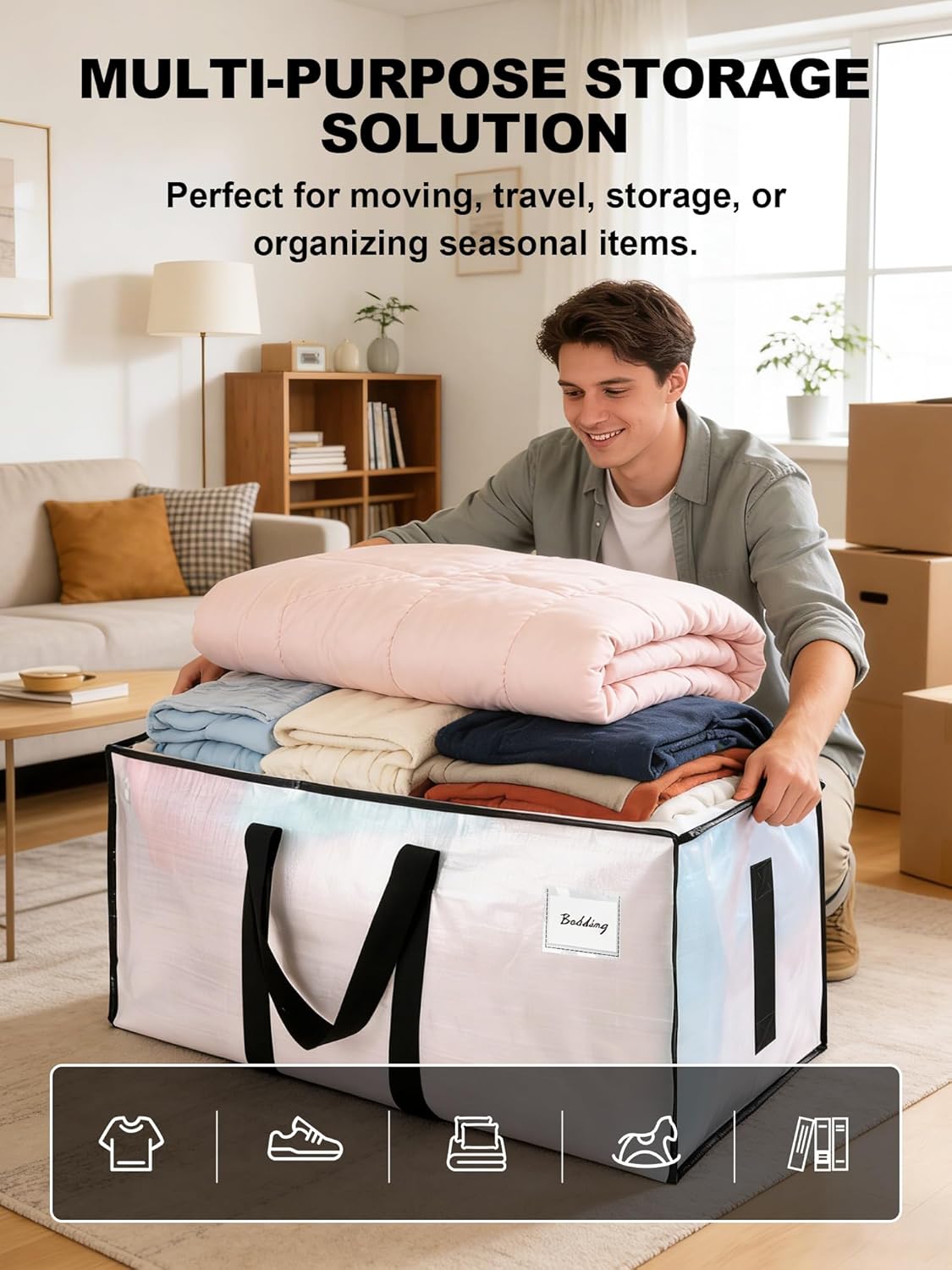 HOMESURE Heavy Duty Moving Storage Bags, 8 Pack - Close-up