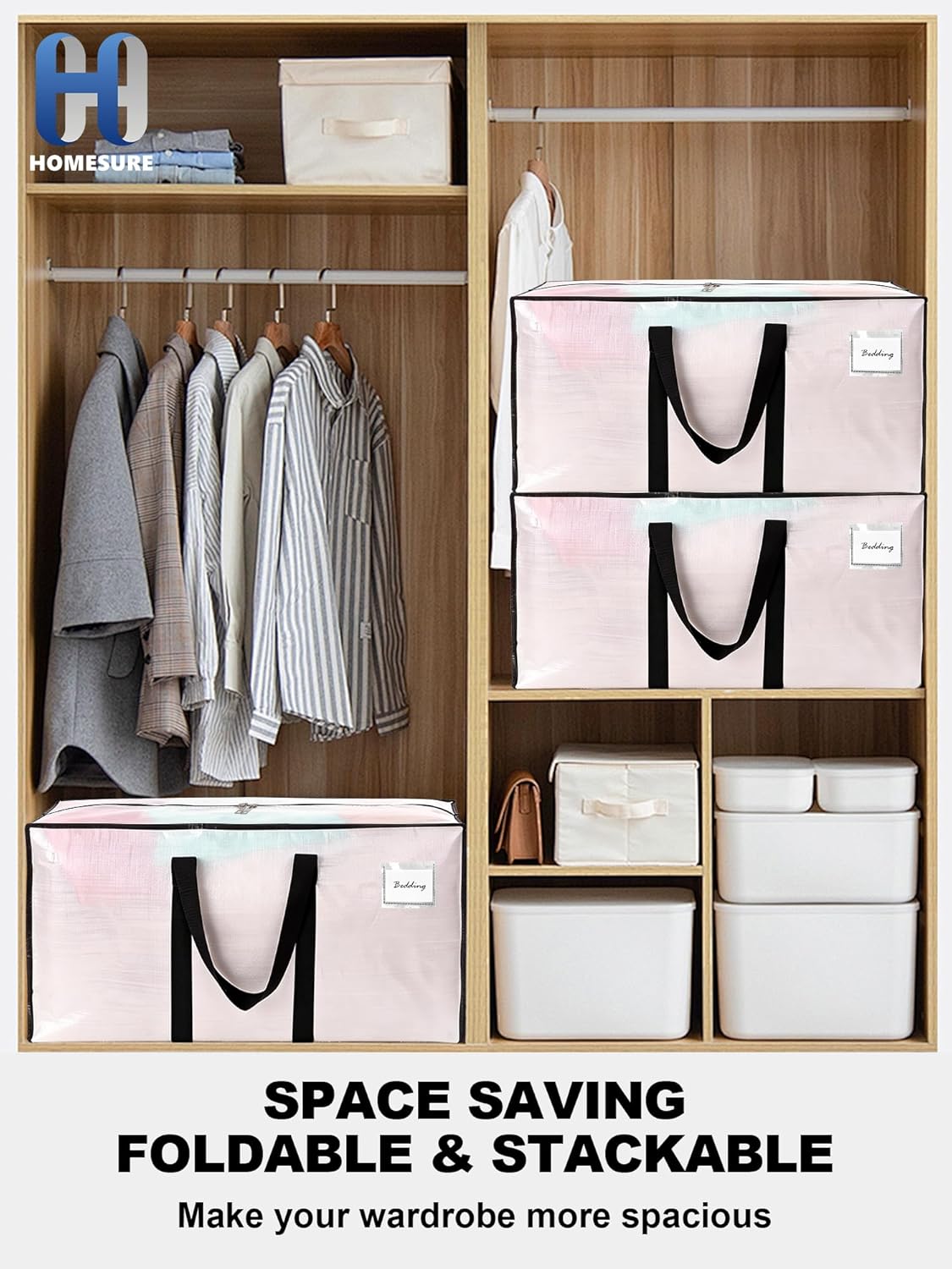 HOMESURE Heavy Duty Moving Storage Bags, 8 Pack - In use