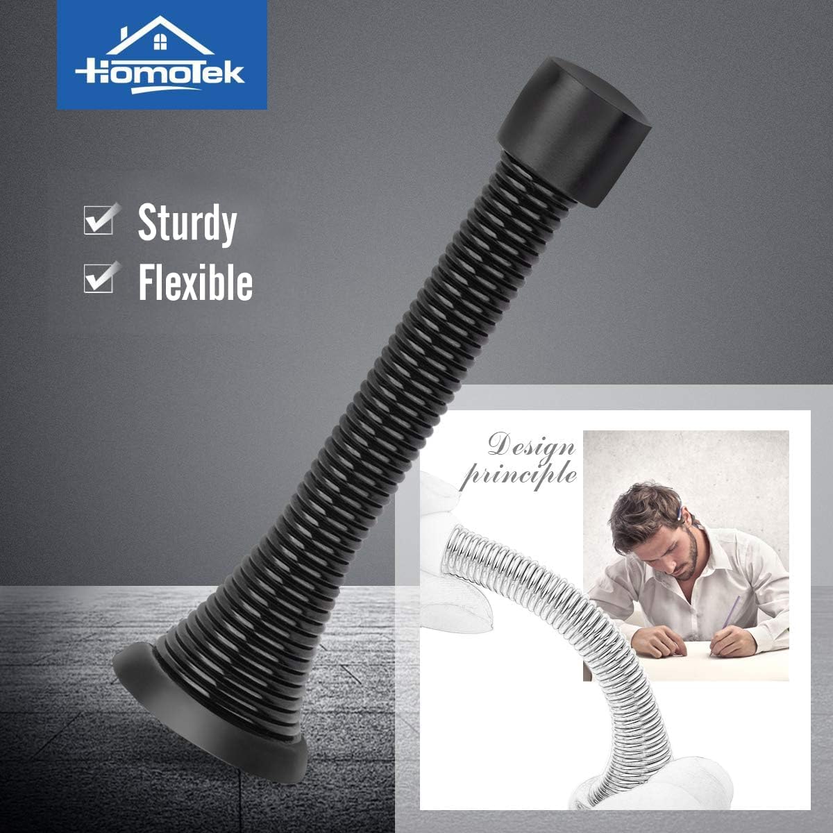 HOMOTEK 12 Pack Black Spring Door Stops - Detail view