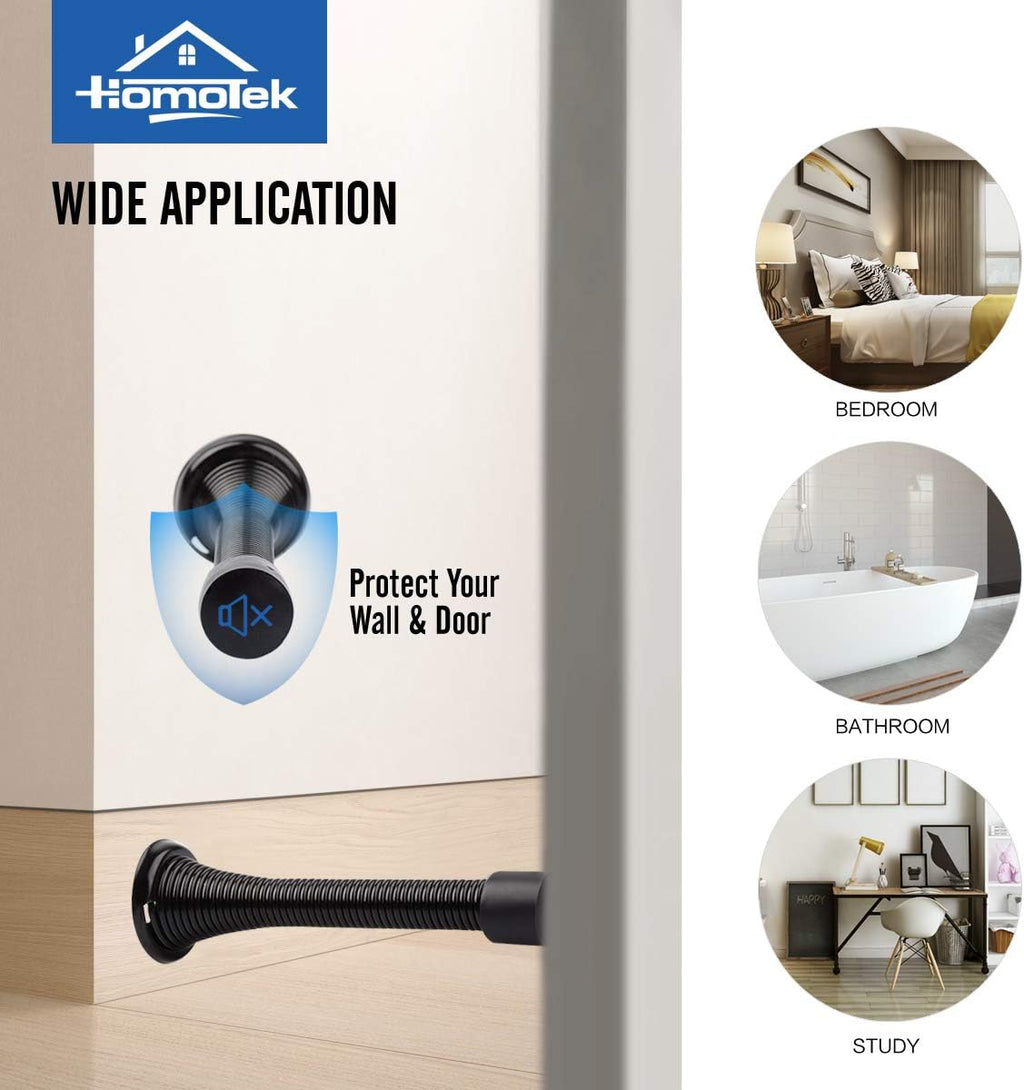 HOMOTEK 12 Pack Black Spring Door Stops - Alternate angle
