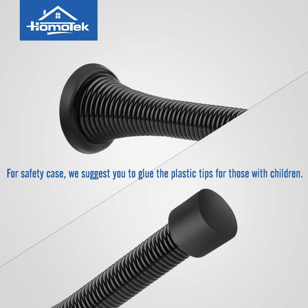 HOMOTEK 12 Pack Black Spring Door Stops - Close-up