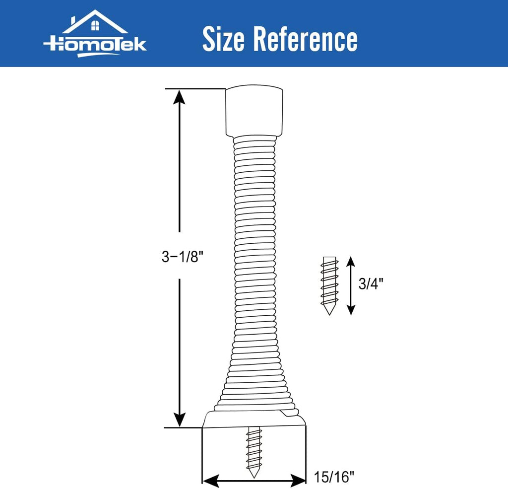 HOMOTEK 12 Pack Black Spring Door Stops - Size reference