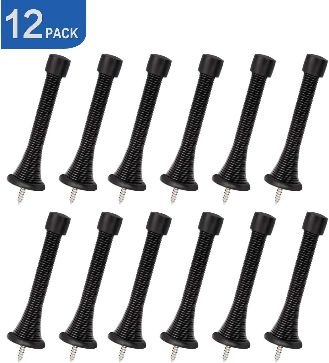 HOMOTEK 12 Pack Black Spring Door Stops - Packaging