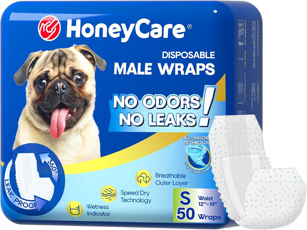 All-Absorb A26 Male Dog Wraps, 50 Count, Small
