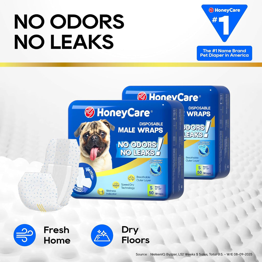 All-Absorb A26 Male Dog Wraps, 50 Count, Small - In use