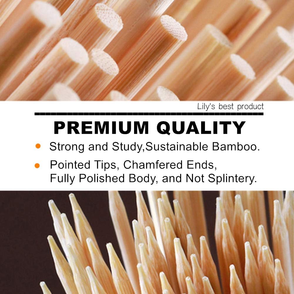 HOPELF 6 Inch Natural Bamboo Skewers - Close-up