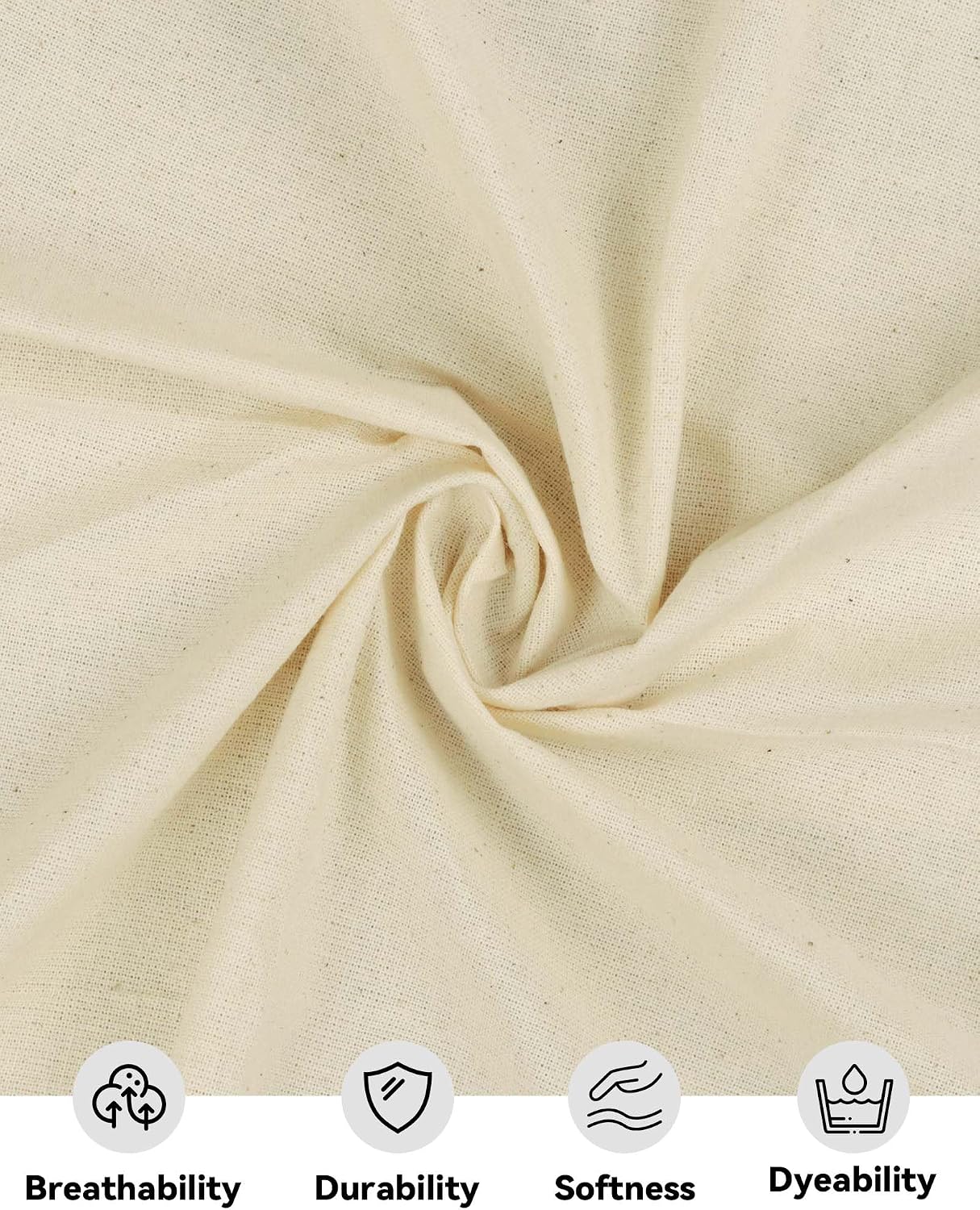 HOTGODEN Cotton Muslin Fabric, 63 x 10 Yards - Detail view