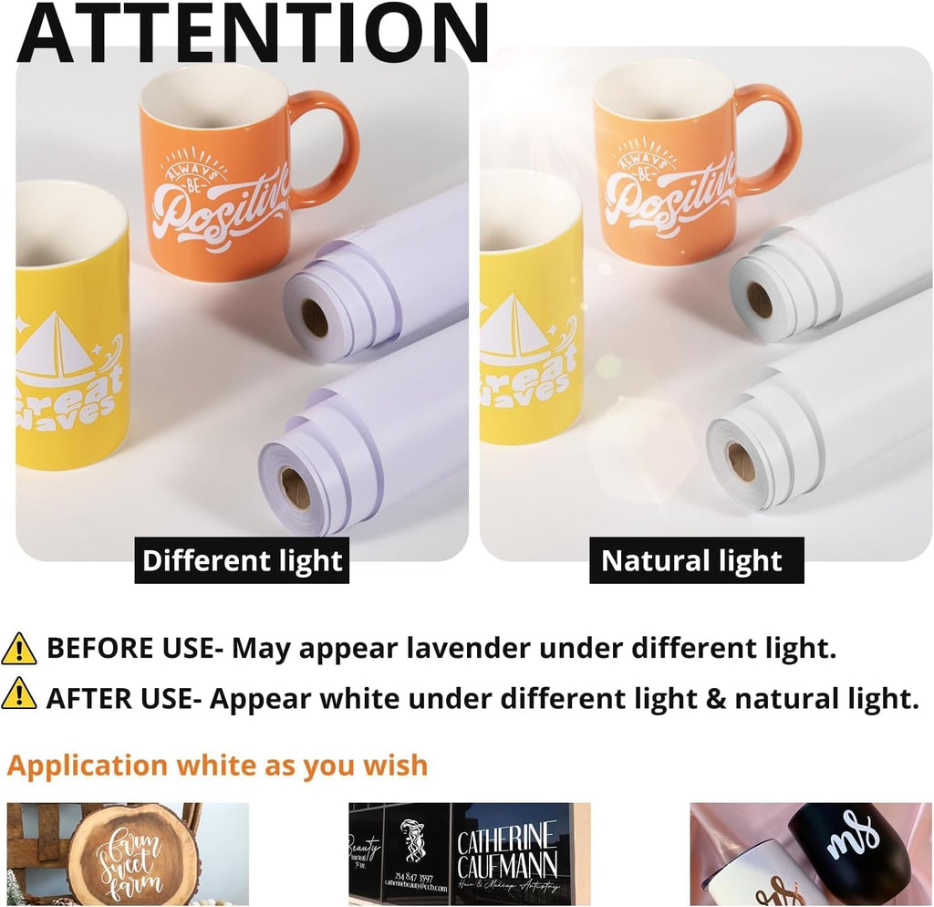 HTVRONT White Permanent Vinyl Roll, 12x14 FT - Close-up