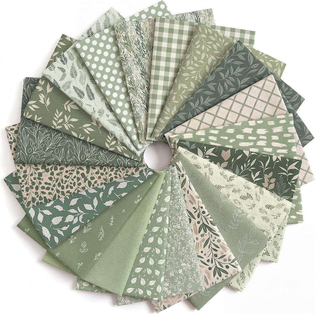 HunnmingRe Sage Green Quilting Fabric Squares