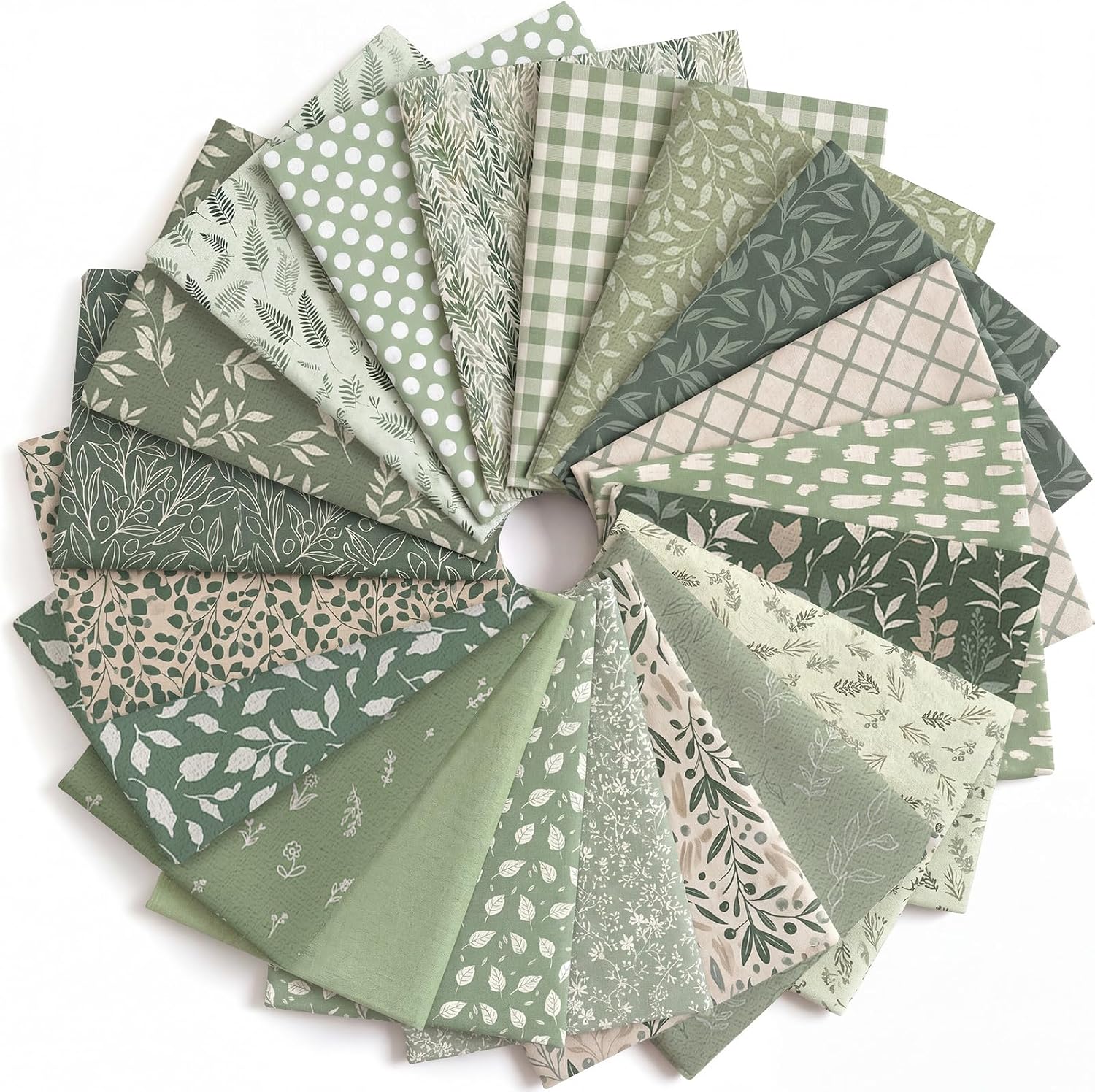 HunnmingRe Sage Green Quilting Fabric Squares