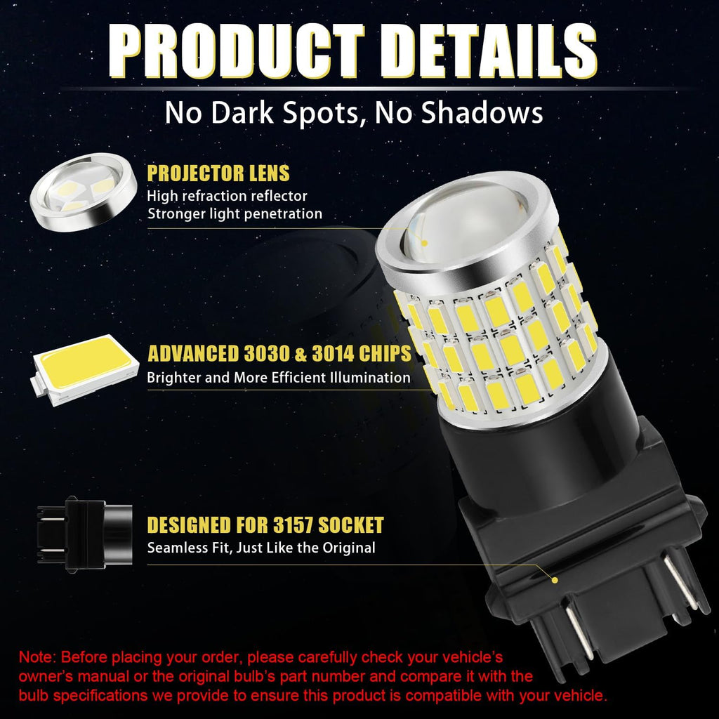 iBrightstar 3157 4157 3156 LED Bulb White, 2 Pack - In use