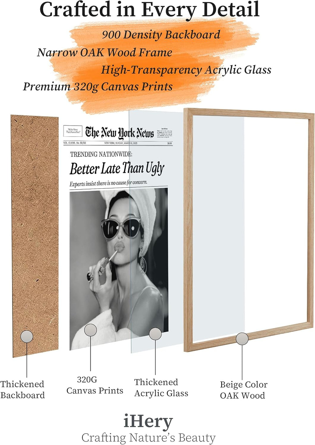 iHery 12x16in Audrey Hepburn Bathroom Art - Alternate angle
