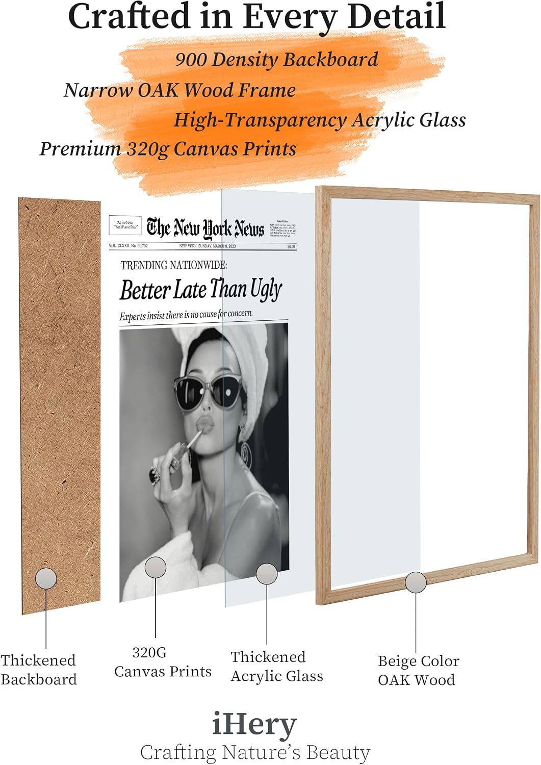 iHery 12x16in Audrey Hepburn Bathroom Art - Alternate angle