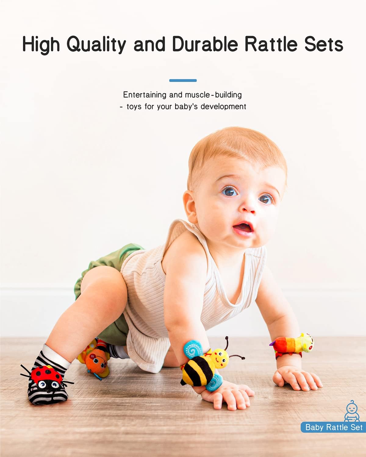Infinno Baby Wrist Rattle & Foot Finder Set - Size reference