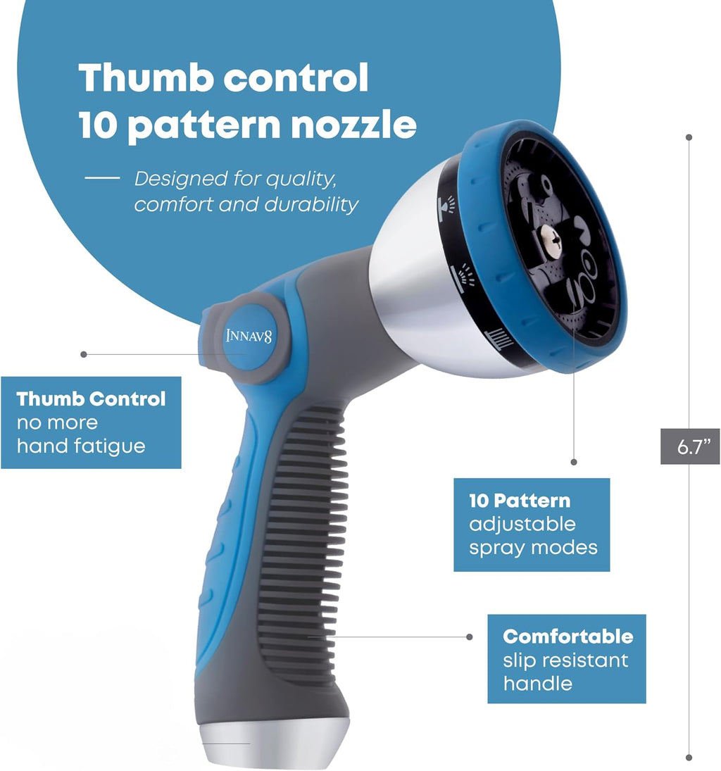 INNAV8 Garden Hose Nozzle, 10 Patterns - Detail view