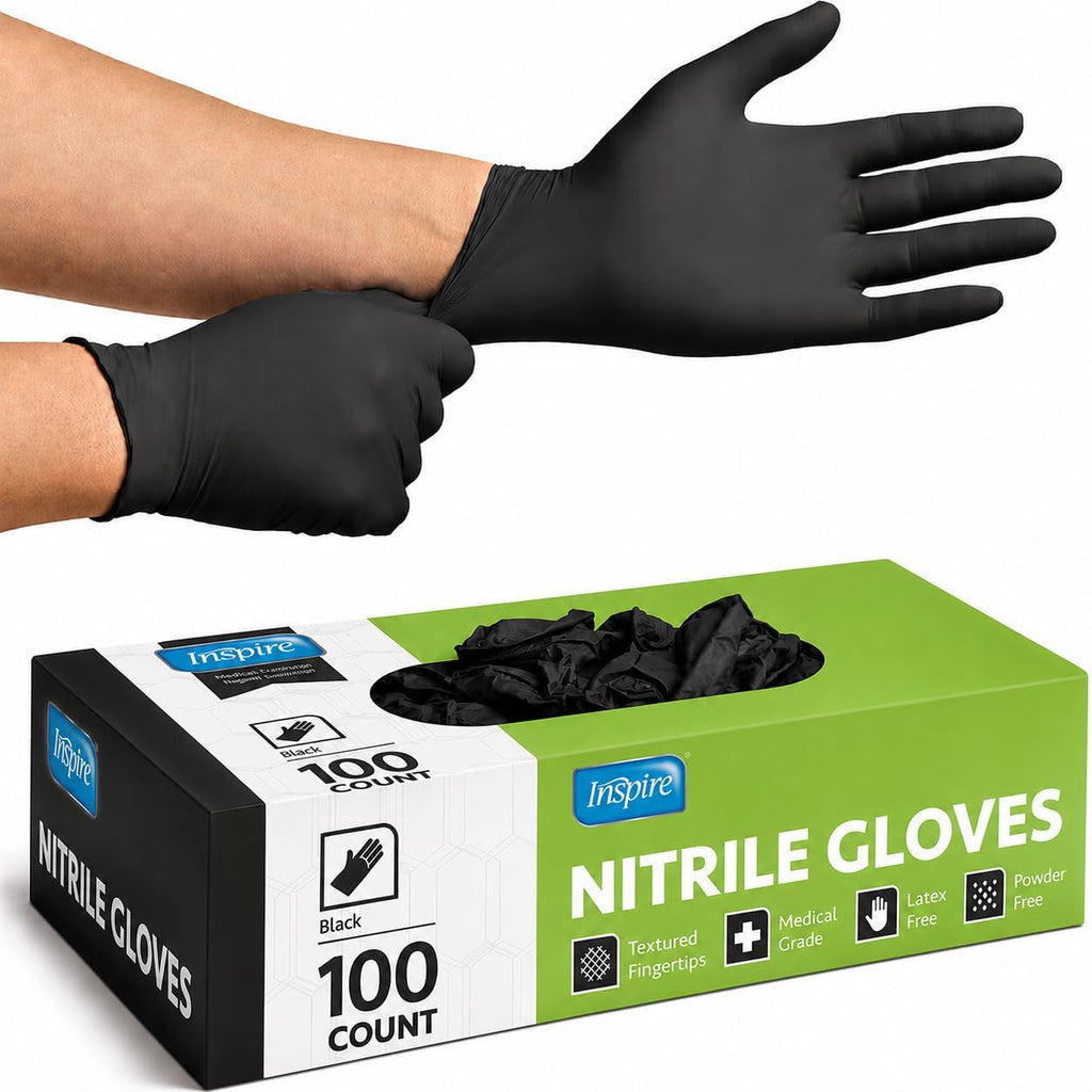 Inspire Black Nitrile Gloves, 4.5 Mil