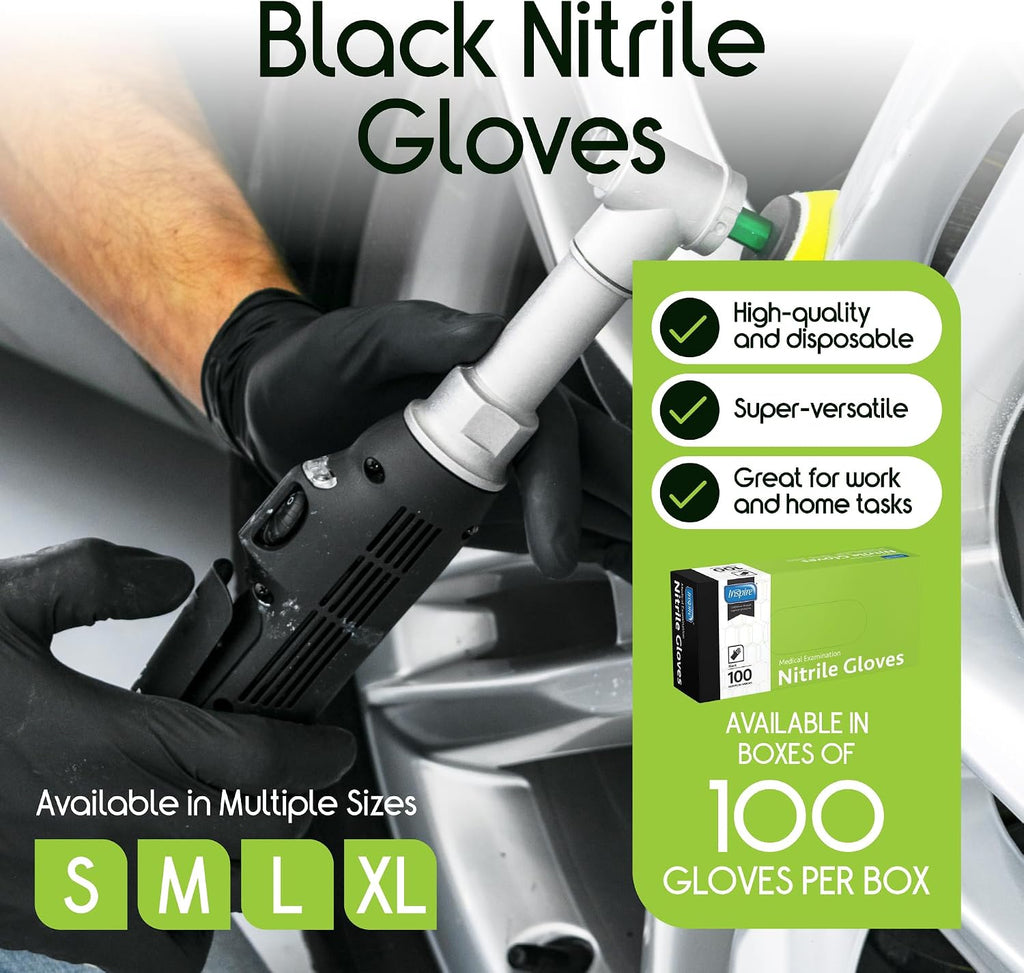 Inspire Black Nitrile Gloves, 4.5 Mil - Detail view