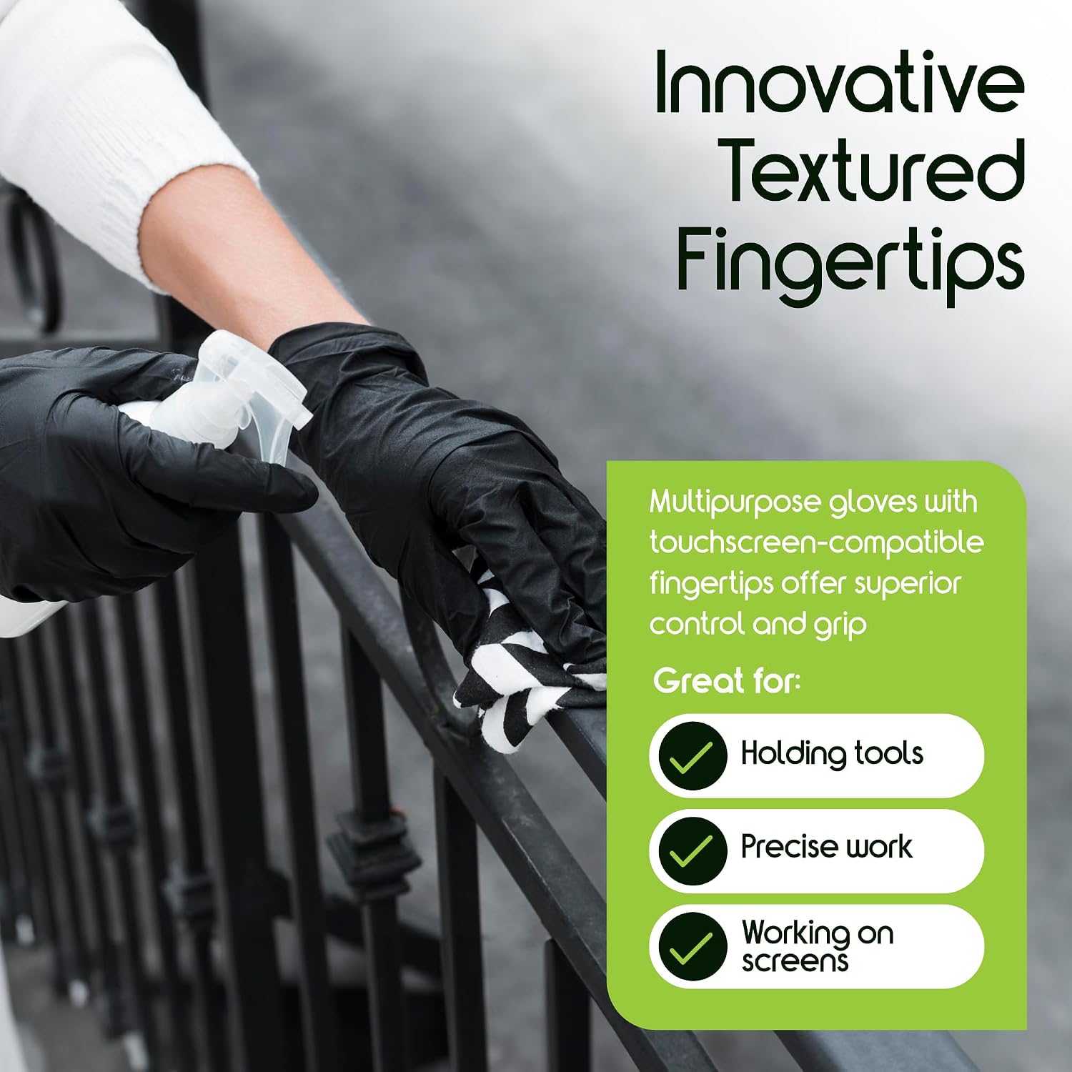 Inspire Black Nitrile Gloves, 4.5 Mil - In use