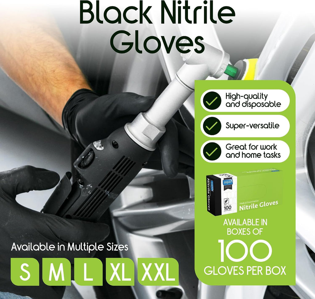 Inspire Black Nitrile Gloves, 4.5 Mil - Packaging