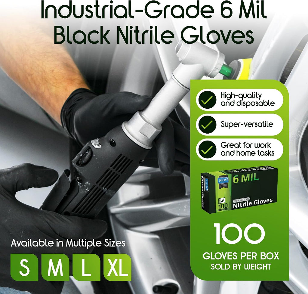 Inspire Black Nitrile Gloves, 6 Mil - Detail view