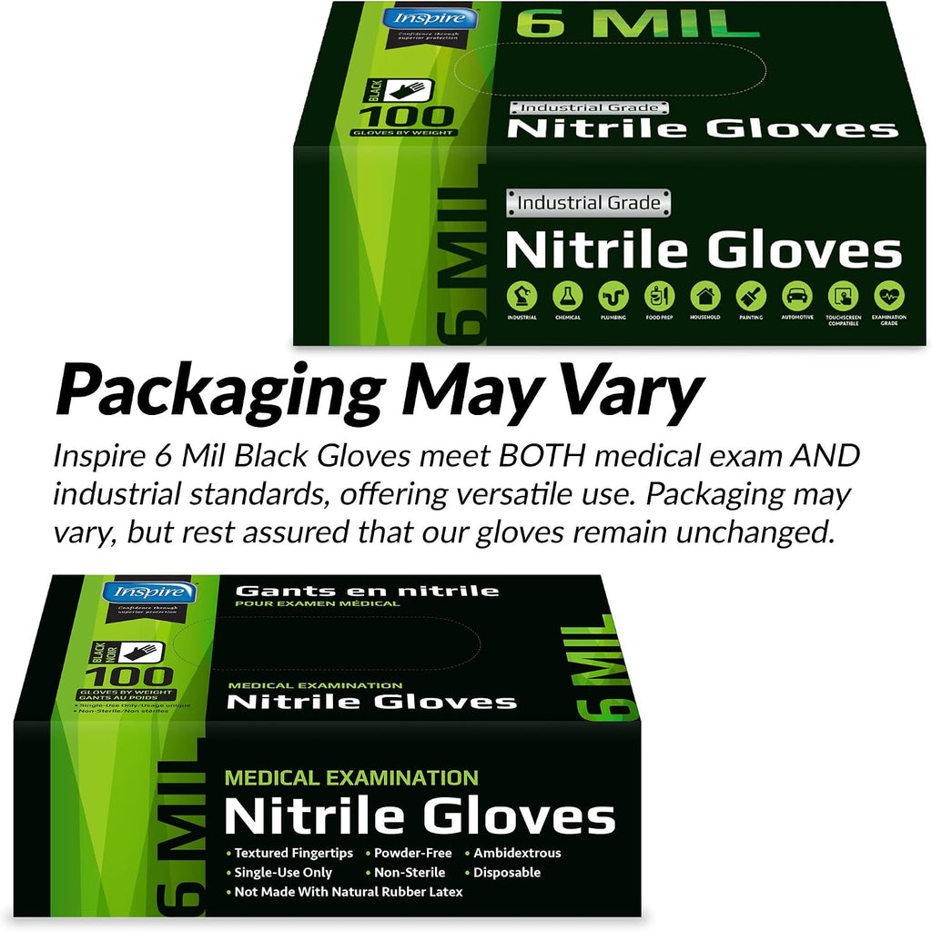 Inspire Black Nitrile Gloves, 6 Mil - In use