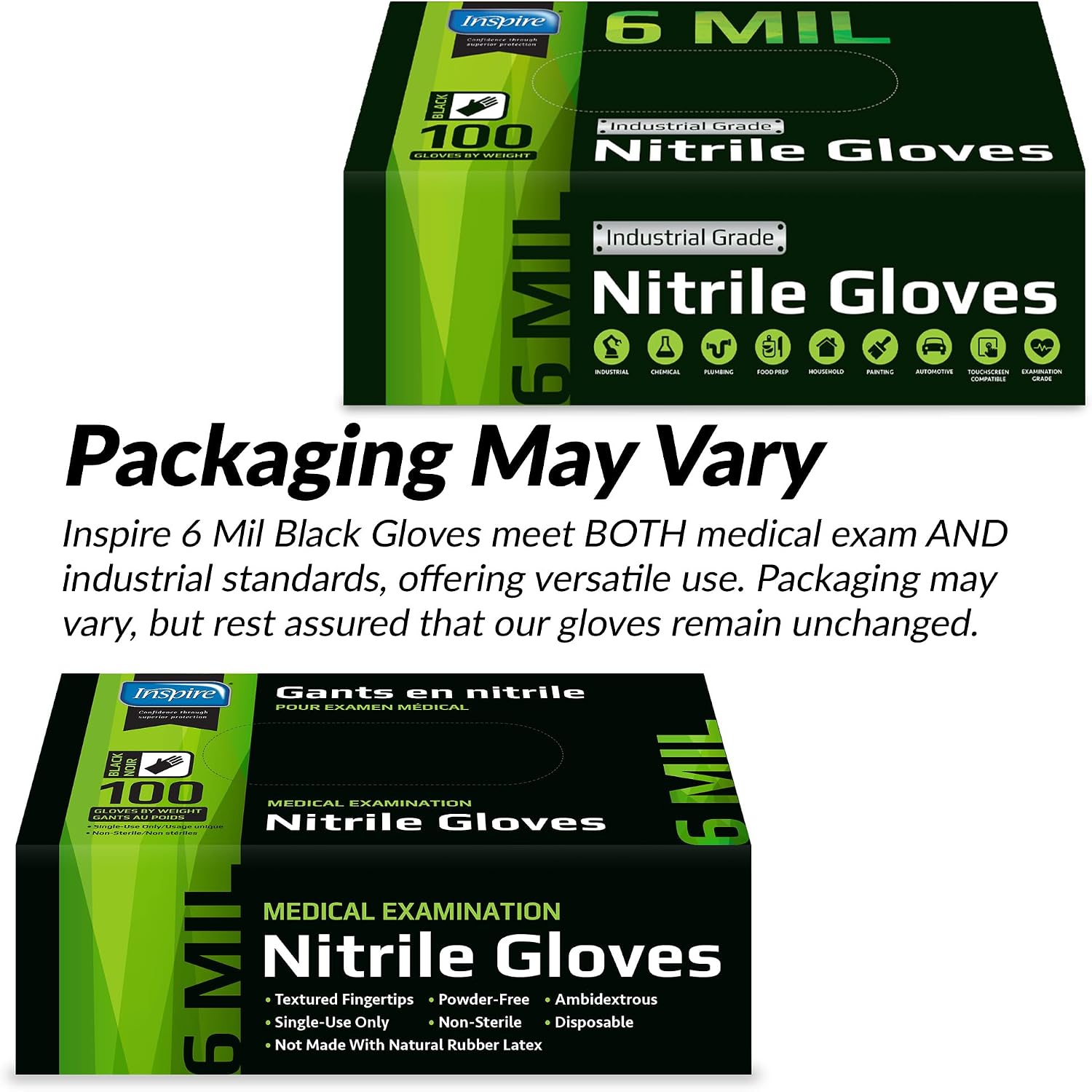 Inspire Black Nitrile Gloves, 6 Mil - In use