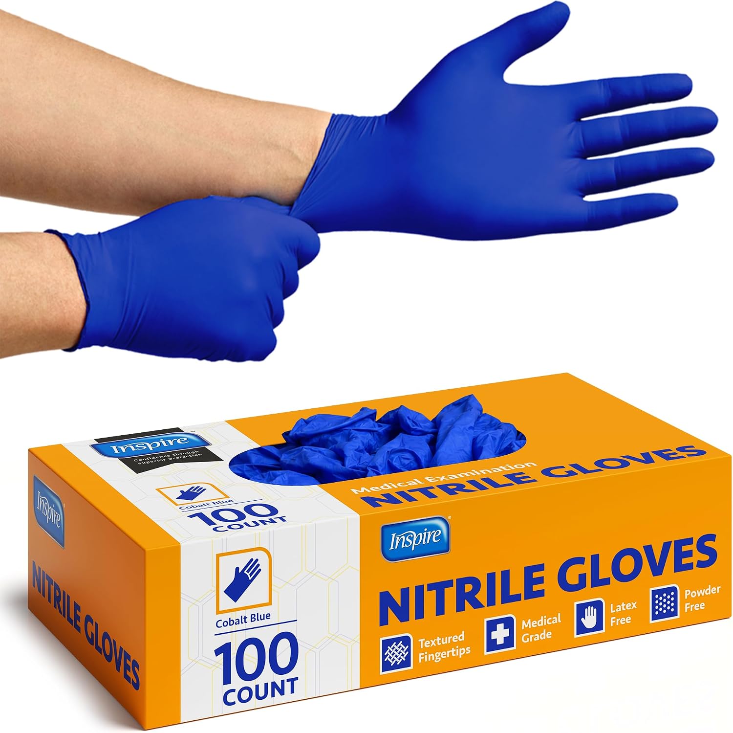 Inspire Cobalt Blue Nitrile Gloves, 4.5 Mil