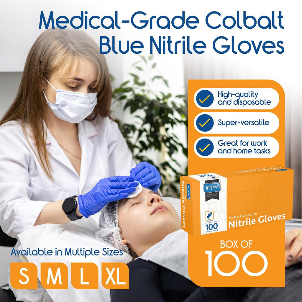 Inspire Cobalt Blue Nitrile Gloves, 4.5 Mil - Detail view