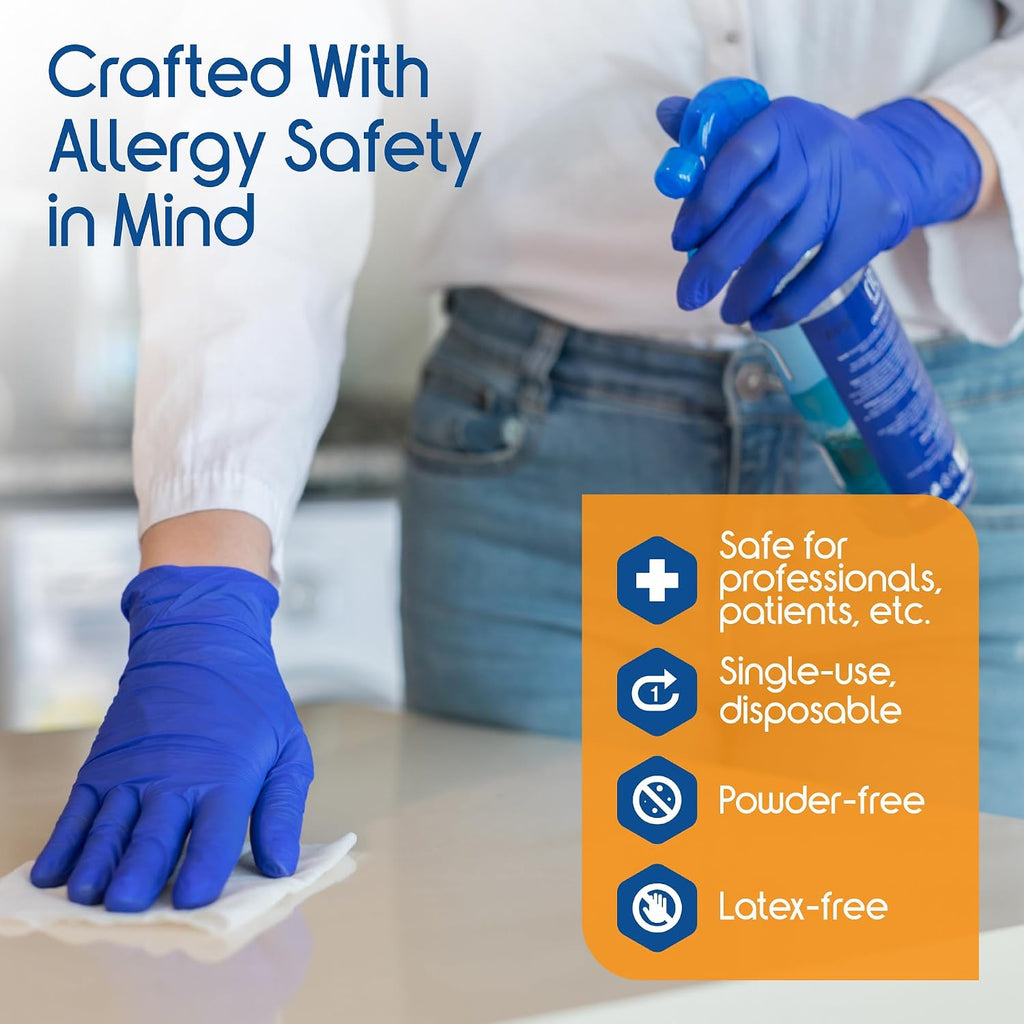 Inspire Cobalt Blue Nitrile Gloves, 4.5 Mil - Close-up